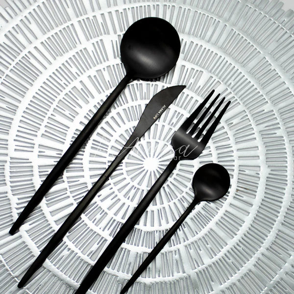 Set de cubiertos Sao Pablo x 24 piezas en acero inoxidable negro