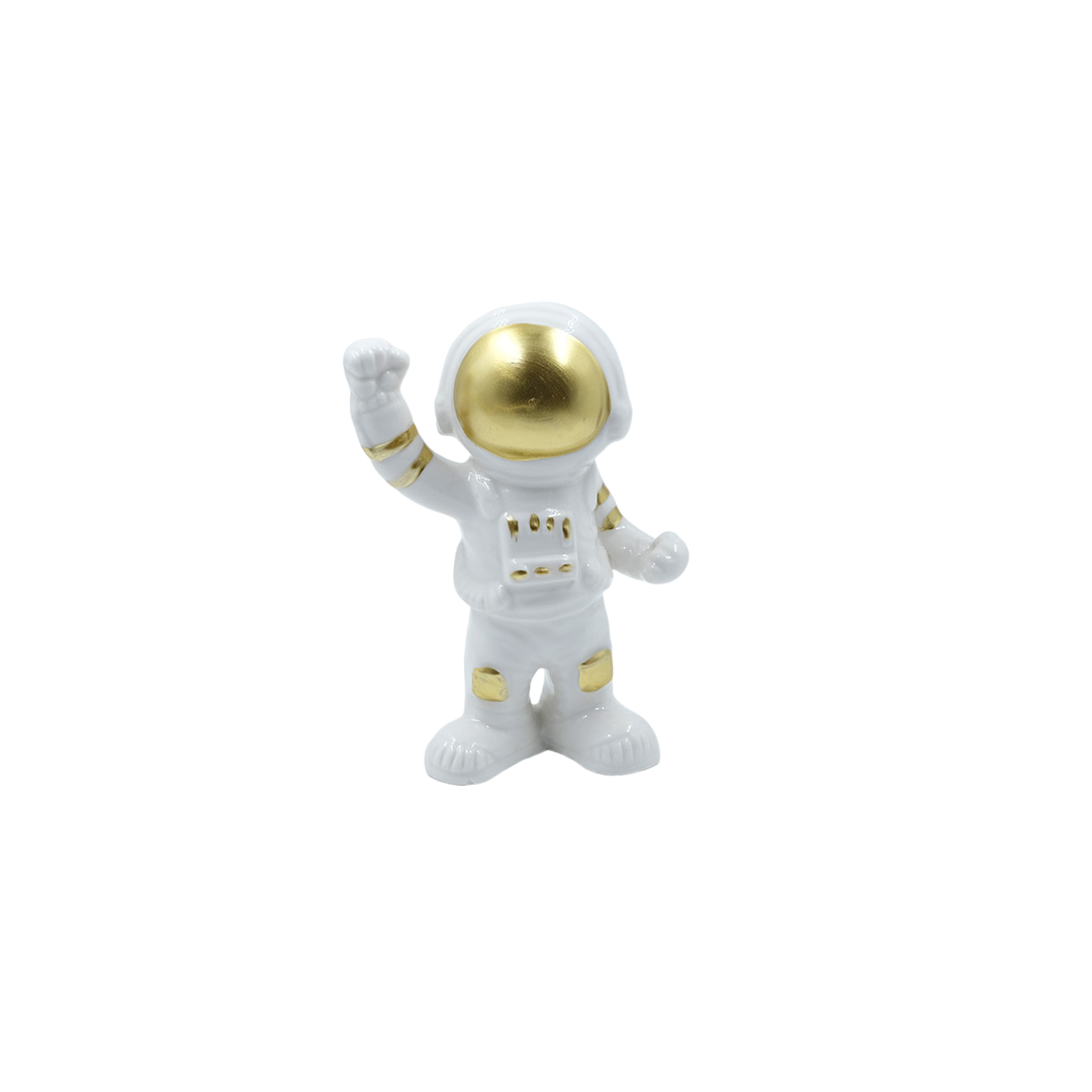 Astronauta Decorativo Victorioso 12cm Blanco En Cerámica Lafe