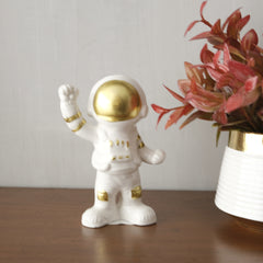 Astronauta Decorativo Victorioso 12cm Blanco En Cerámica Lafe