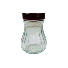 Frasco grande de vidrio con tapa roja