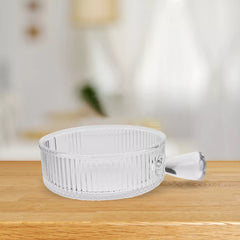 Vista frontal del tazón para mezclar de vidrio con mango ergonómico – Lala Home