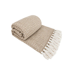 Frazada decorativa Masái 137 beige de 125 × 150 cm en algodón.