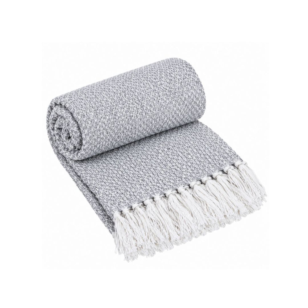 Frazada decorativa Masái 137 gris de 125 × 150 cm en algodón.