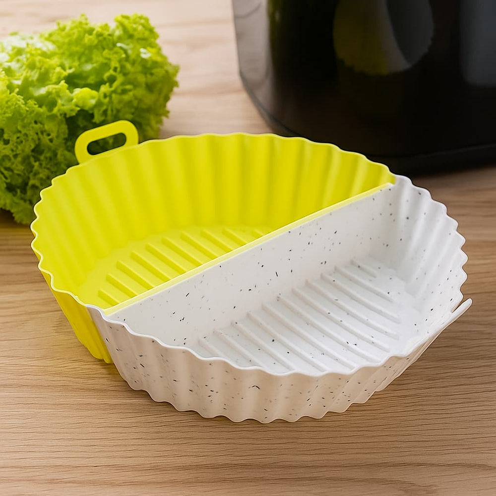 Molde redondo de silicona con 2 divisiones para freidora de aire