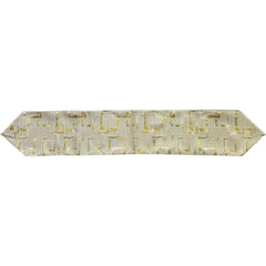 Camino de mesa beige 33×180 cm con cuadrados dorados