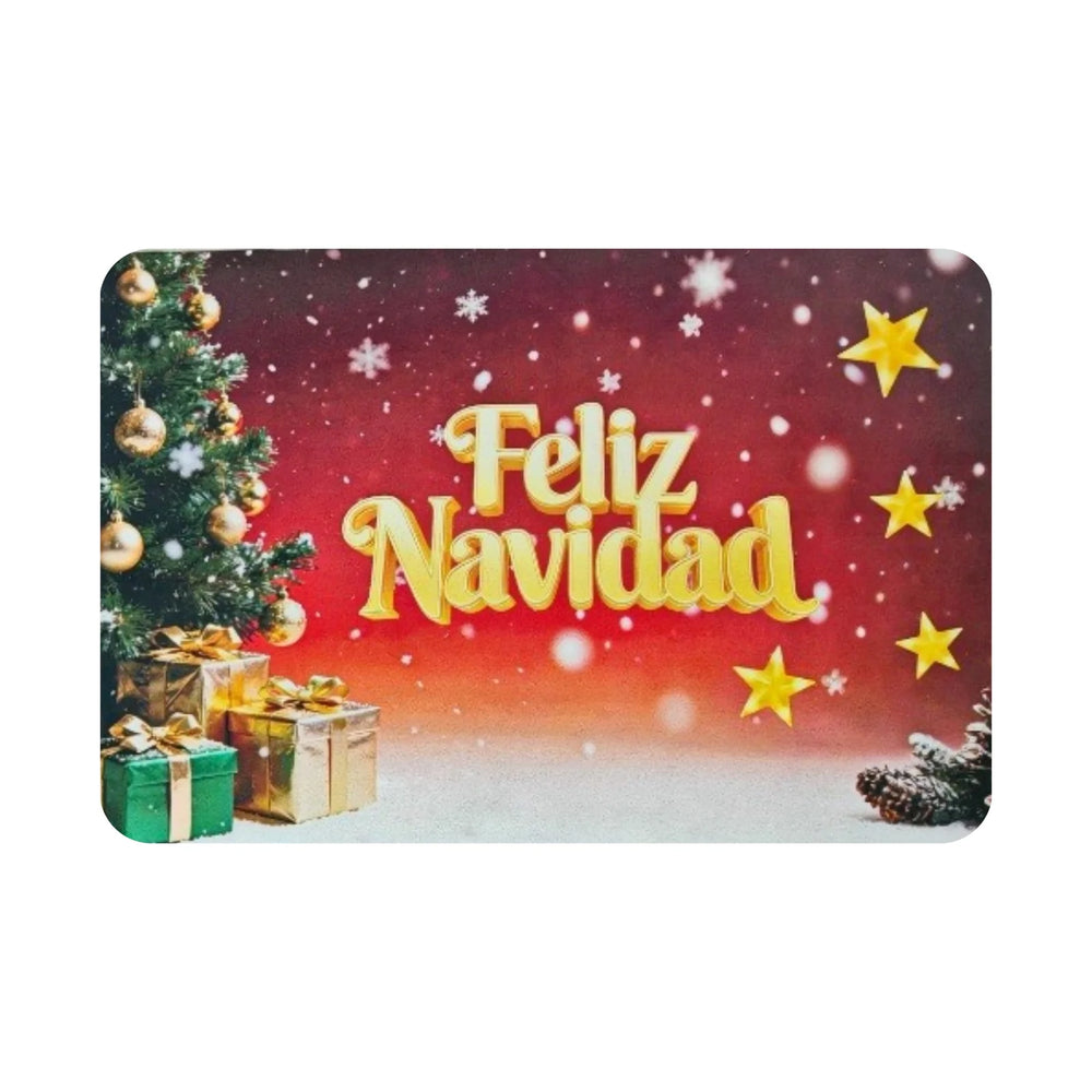 Tapete navideño rojo 40×60 cm con mensaje Feliz Navidad