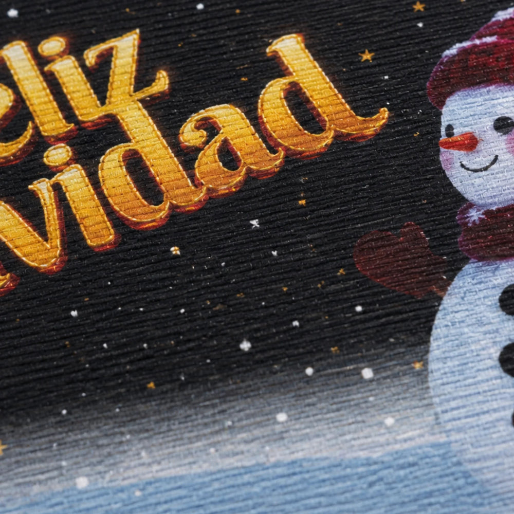 Tapete de Navidad con muñeco de nieve y estrellas