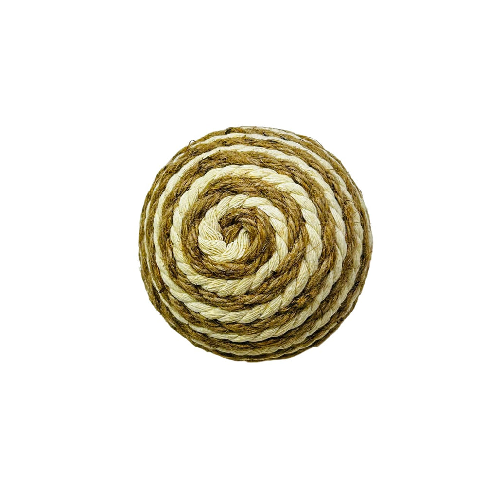 Bola tejida decorativa en espiral de 10 cm marrón con beige