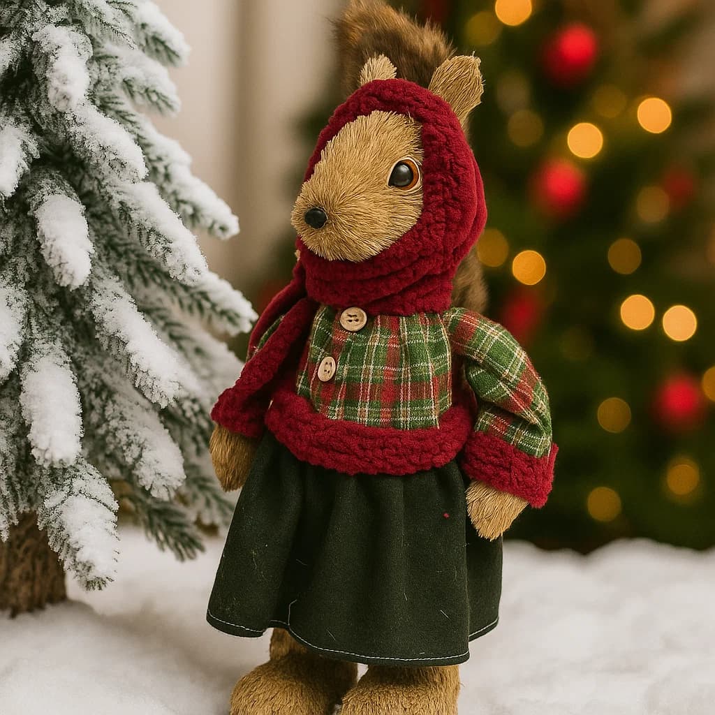 Oso navideño decorativo de pie con smoking marrón y regalo navideño