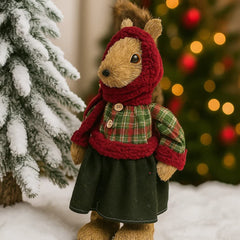 Oso navideño decorativo de pie con smoking marrón y regalo navideño