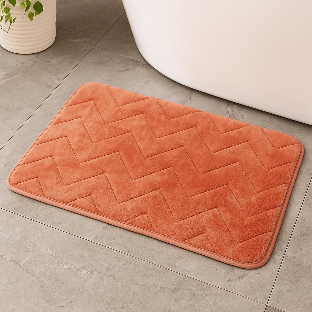 Tapete de baño Memorie 40×60 cm terracota acolchado con espuma viscoelástica.