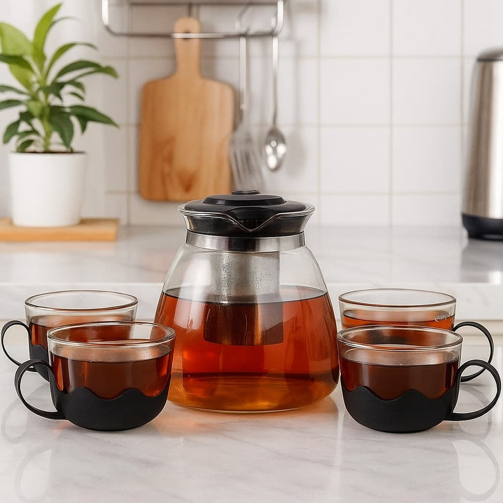 Set tetera 1000 ml con 4 pocillos en vidrio – Lala Home Colombia