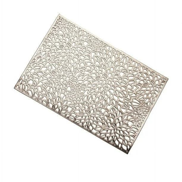 Individual rectangular PVC 30x45 cm diseño hojas con borde dorado
