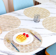 Individual de mesa circular en PVC resistente patrón abanico