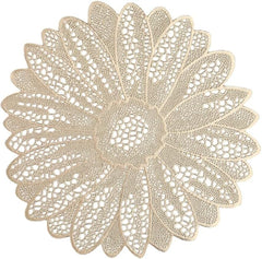 Individual elegante PVC dorado con forma de flor calada