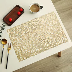 Individual rectangular en PVC 45x30 cm diseño hojas dorado