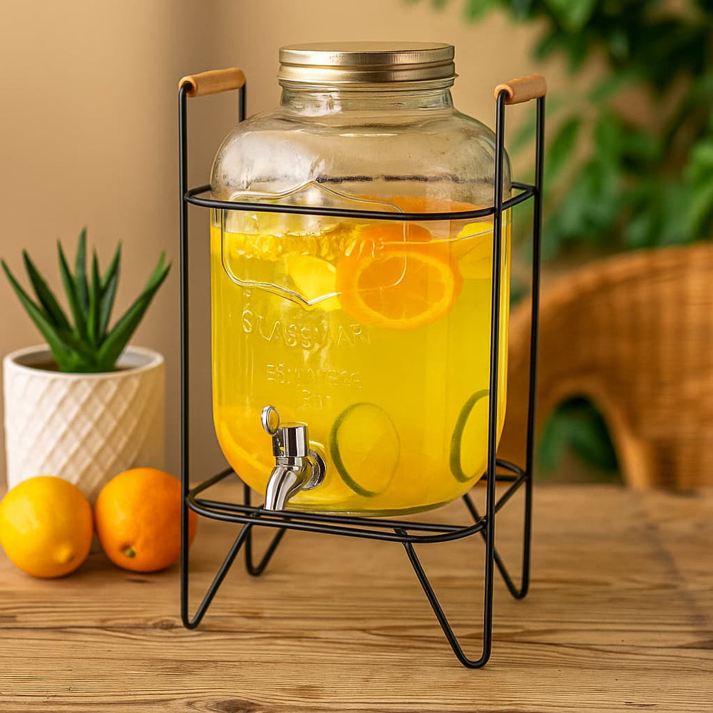 Dispensador de bebidas frías en eventos – combinación vidrio y metal – Lala Home