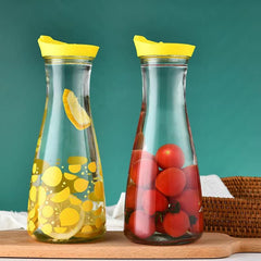 jarra de vidrio 1000ml con tapa vertedora color Amarillo botella para bebidas