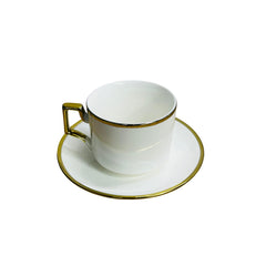 Set de té blanco con bordes dorados taza y plato