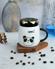 Vaso Mug 420ml En Cerámica Con Tapa Diseño Panda