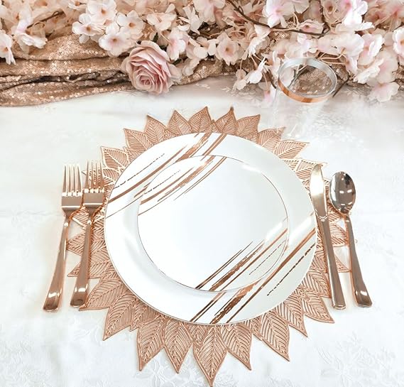 Individual de mesa 38 cm estilo floral en color dorado