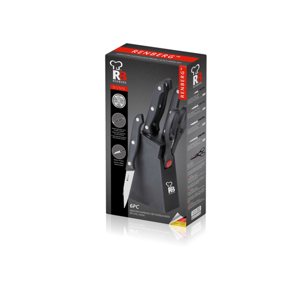Juego de 6 piezas de cocina con cuchillos de acero inoxidable y tijeras