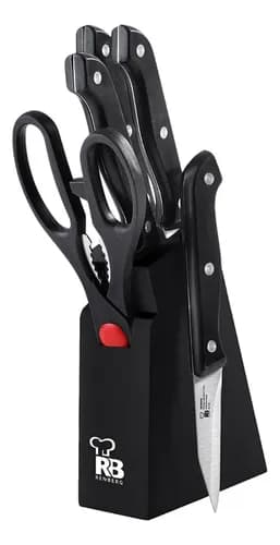 Set de cuchillos y tijeras con soporte compacto para cocina moderna