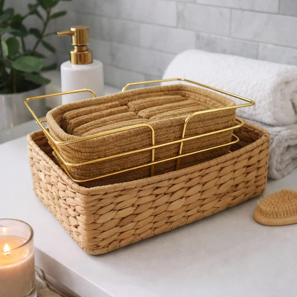 Canasta Organizadora 15x24cm Tejida Cuadrada