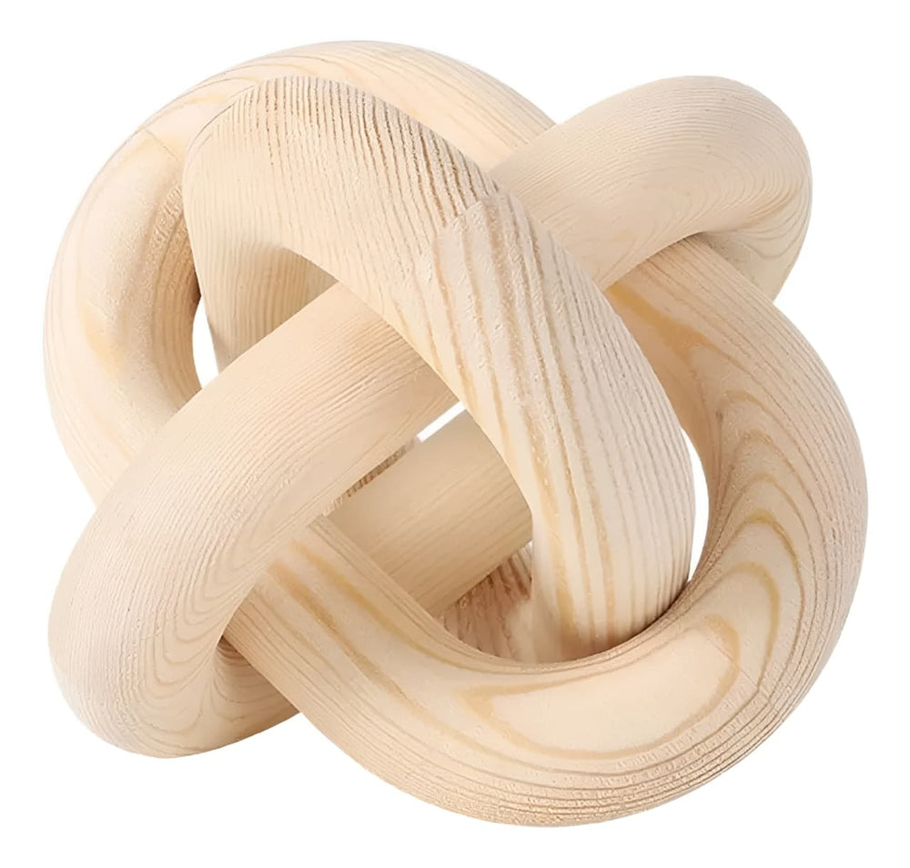 Figura decorativa nudo en madera natural clara de 17 cm con diseño entrelazado