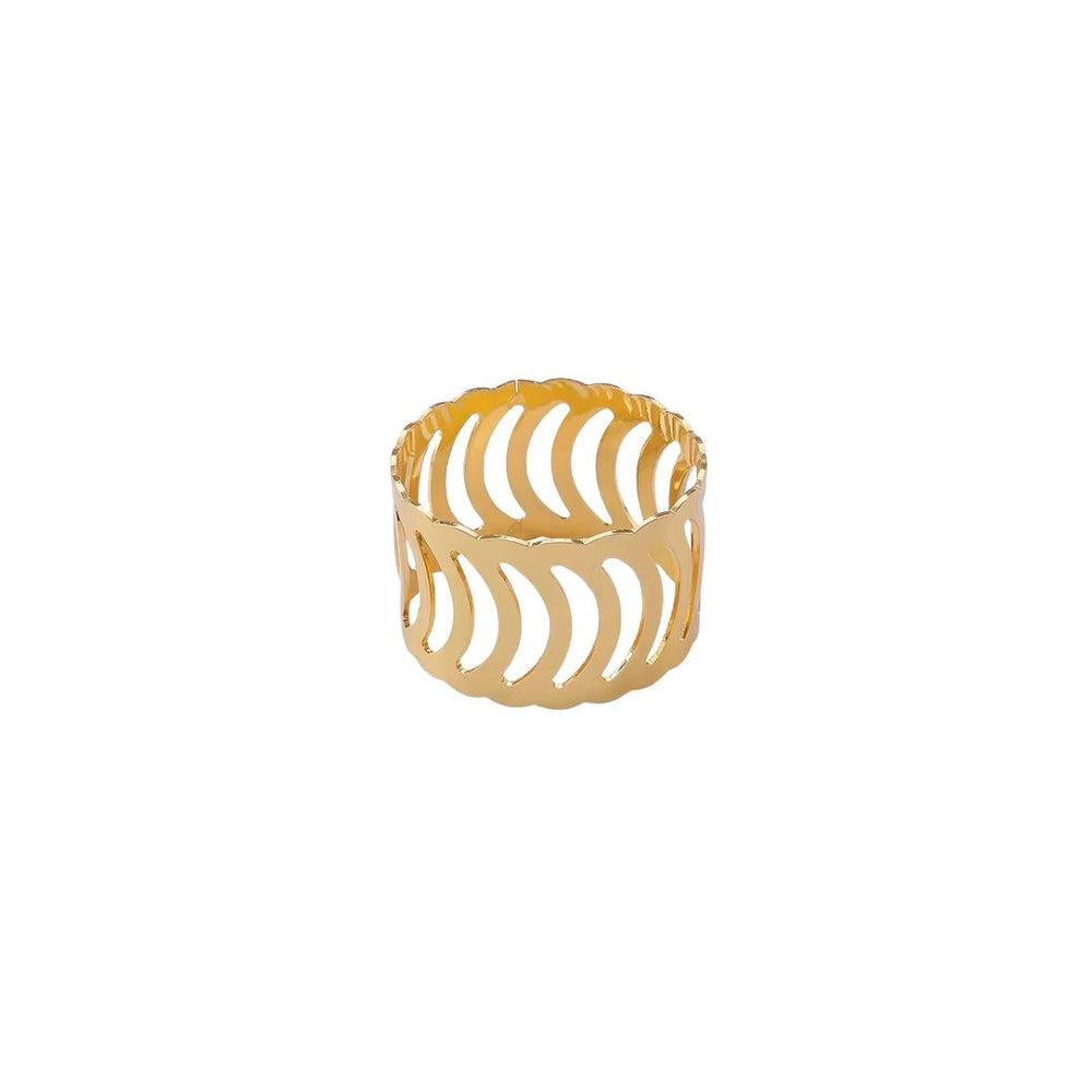 Anillo para servilleta oro rosa con diseño de ondas