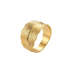 Anillo para servilleta dorado con diseño de hoja