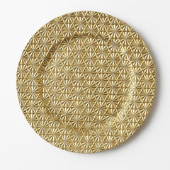 Plato decorativo dorado de melamina con diseño trenzado tipo nudos 33 cm