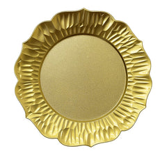 Plato decorativo dorado en melamina diseño flor 33 cm