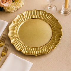 Plato decorativo dorado en melamina diseño flor 33 cm