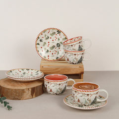 Set de té Ilusión navideño 8 piezas con tazas y platillos