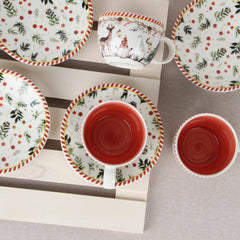 Juego de té decorativo Ilusión con diseño de renos y pinos