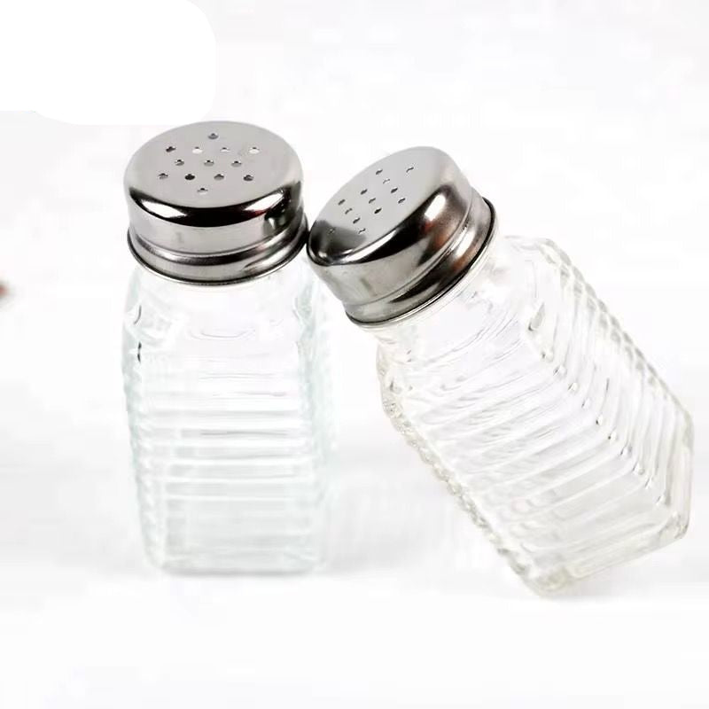 Set x2 Salero 85ml Diseño Líneas Horizontales En Vidrio