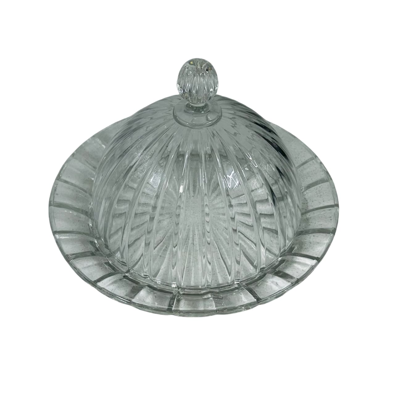 Plato Con Tapa De Postre Diseño Líneas En Vidrio | Lala Home Colombia