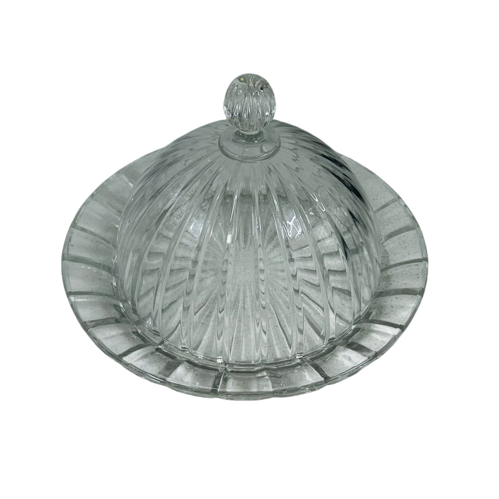 Plato Con Tapa De Postre Diseño Líneas En Vidrio | Lala Home Colombia