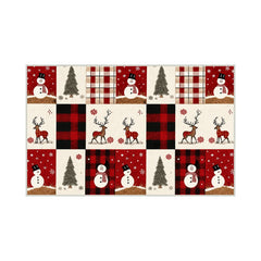 Tapete rectangular navideño con renos árboles y copos de nieve