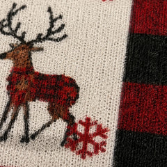 Tapete de Navidad estilo patchwork en rojo negro beige y blanco