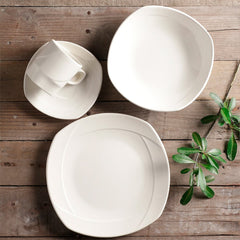 vajilla cuadrada luciana corona de 16 piezas blanca