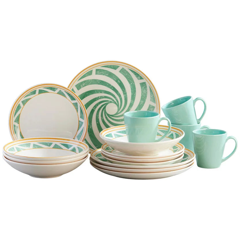 Platos y tazas Aquamarine Corona con diseño espiral y geométrico