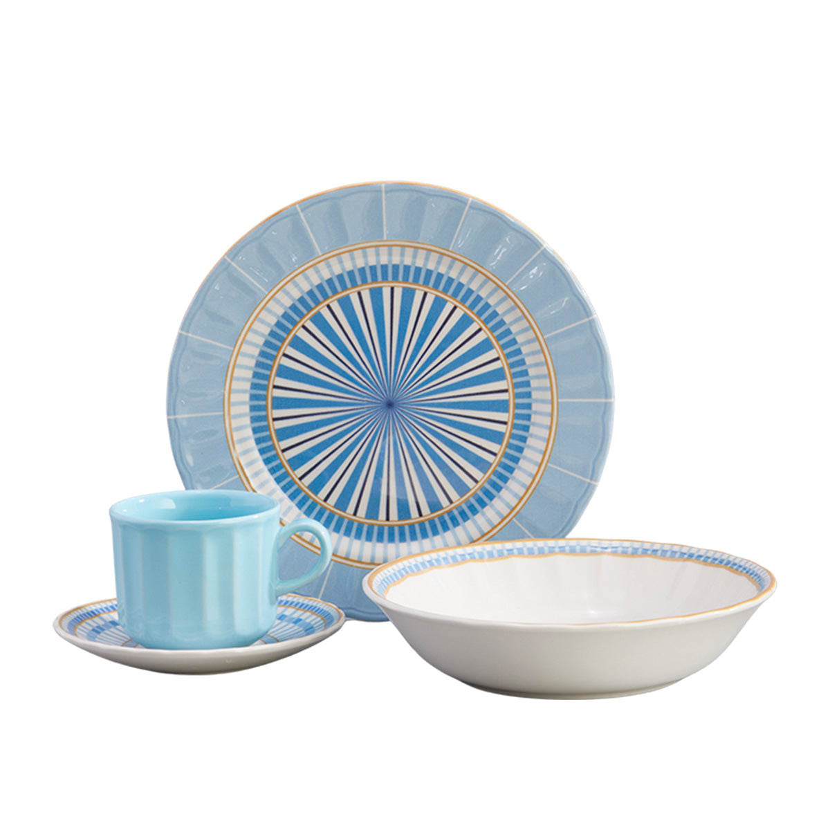 Vajilla Azura sobre mesa lista para servir