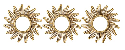 Espejos decorativos dorados diseño sol set de 3 piezas
