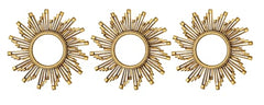 Espejos decorativos dorados diseño sol set de 3 piezas
