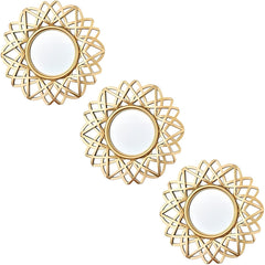 Espejos decorativos dorados diseño flor set de 3 piezas
