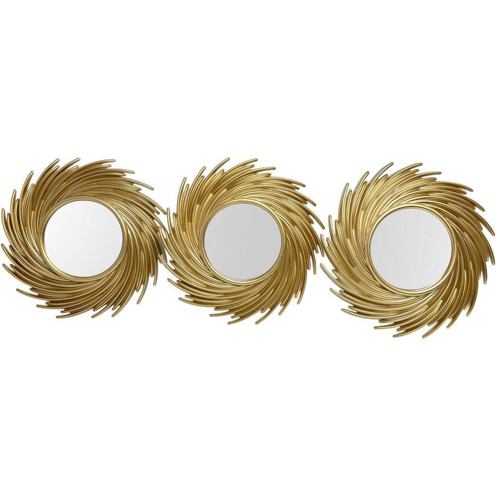 Espejos decorativos dorados diseño remolino set de 3 piezas
