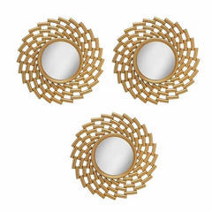 Espejos decorativos dorados diseño en espiral set de 3 piezas
