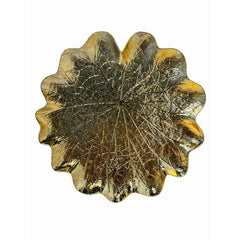 Plato base decorativo dorado diseño hoja 33 cm
